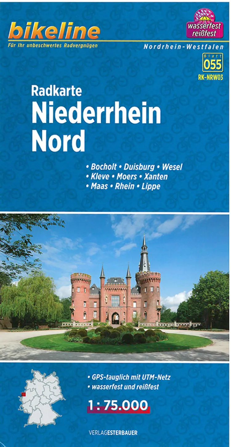 Radkarte Niederrhein Nord: Bocholt, Duisburg, Wesel, Kleve, Moers, Xanten, Maas, Rhein, Lippe - Esterbauer af Esterbauer