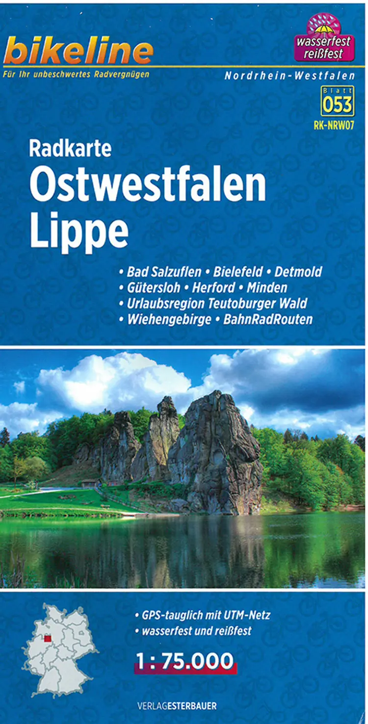 Ostwestfalen Lippe, Radkarte: Bad Salzuflen, Bielefeld, Detmold, Gütersloh, Herford, Minden, Teutoburger Wald - Esterbauer af Esterbauer