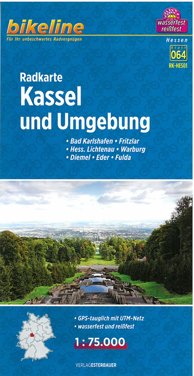 Radkarte Kassel und Umgebung: Bad Karlshafen, Fritzlar, Hess. Lichtenau, Warburg, Diemel, Eder, Fulda - Esterbauer af Esterbauer
