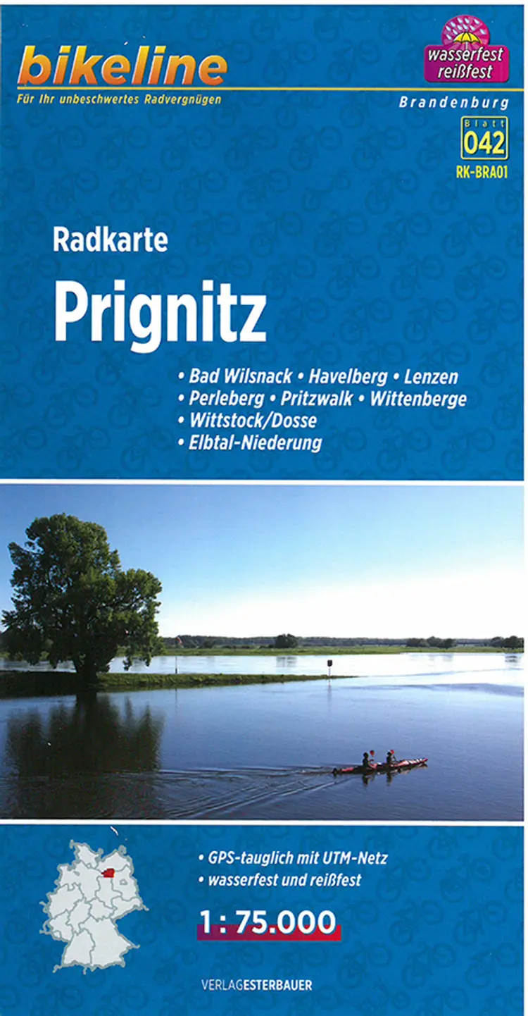 Radkarte Prignitz: Bad Wilsnack, Havelberg, Lenzen, Perleberg, Pritzwalk, Wittenberge, Wittstock/Dosse, Elbtal-Niederung af Esterbauer