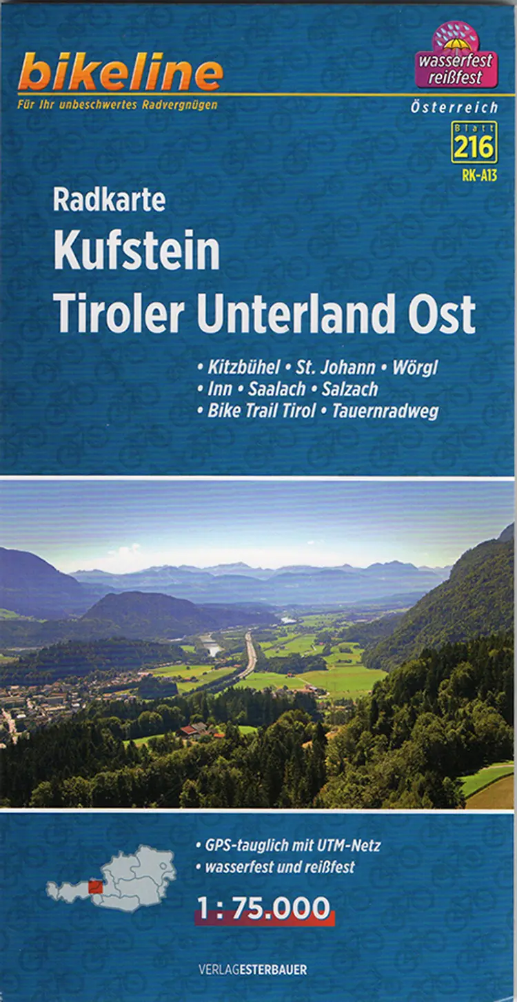 Kufstein, Tiroler Unterland Ost : Kitzbühel, St. Johann, Wörgl, Inn, Saalach, Salzach, Trail Tirol, Tauernradweg af Esterbauer