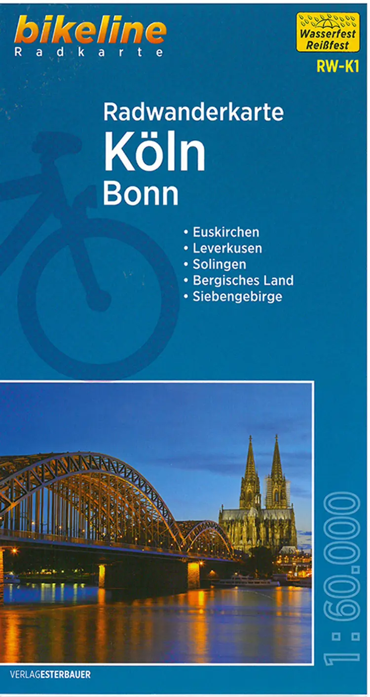 Radwanderkarte Köln Bonn: Euskirchen, Leverkusen, Solingen, Bergisches Land, Siebengebirge af Esterbauer