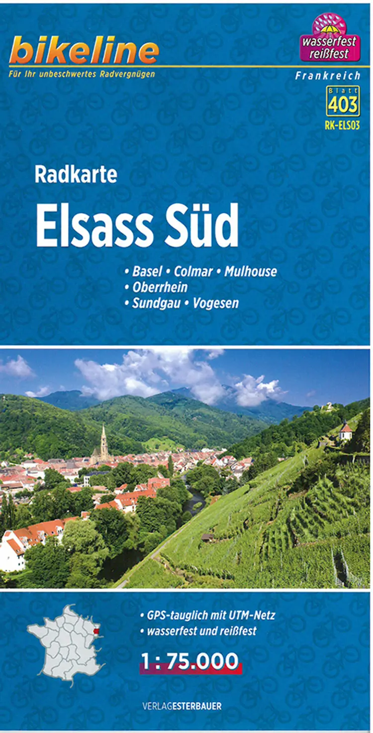 Elsass Süd, Radkarte : Basel, Colmar, Mulhouse, Oberrhein, Sundgau, Vogesen - Esterbauer af Esterbauer