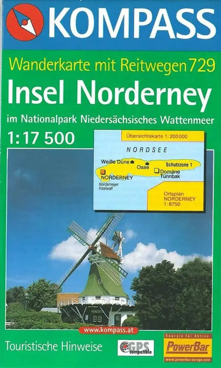 Norderney, Kompass Wanderkarte 729 af Mair-Dumont/Kompass