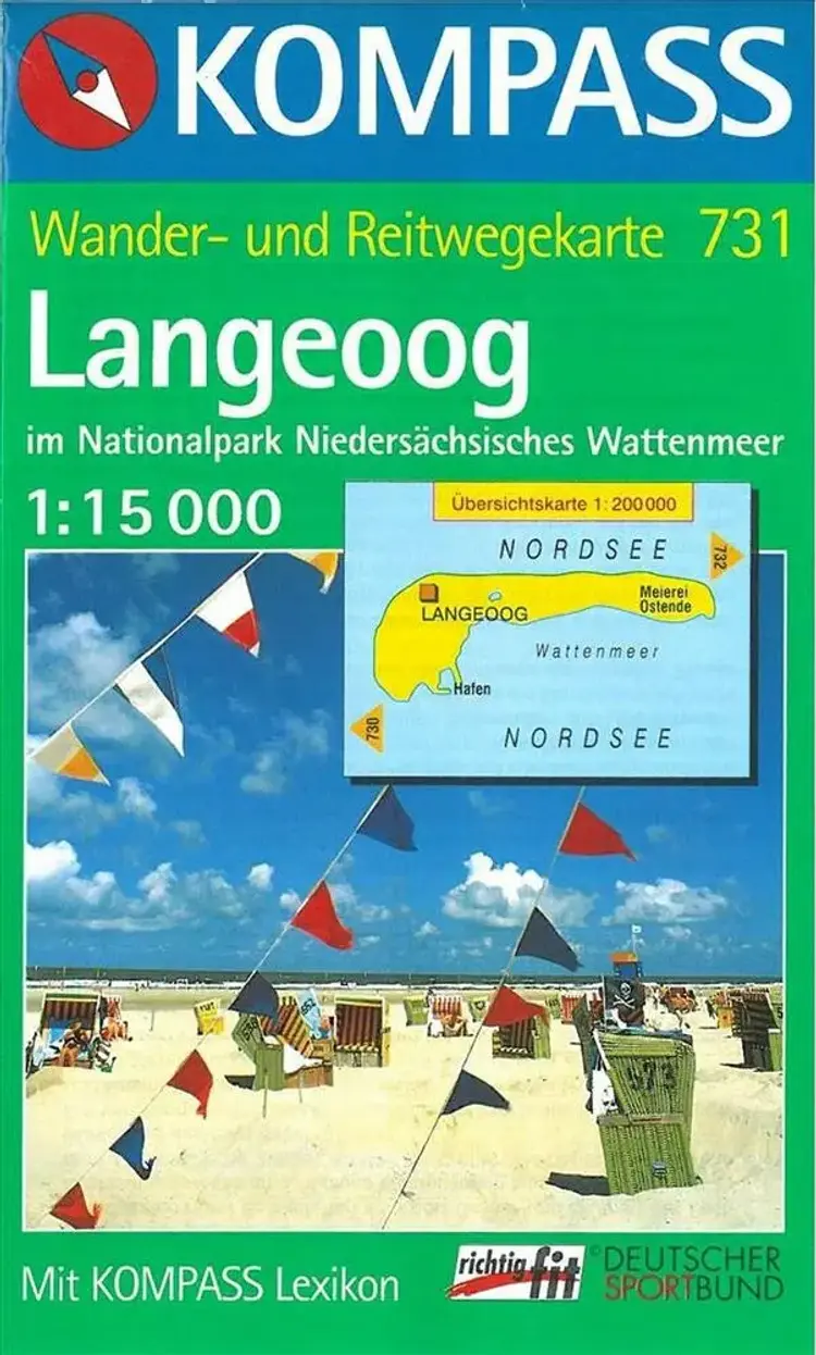 Langeoog im Naturpark Niedersächsisches Wattenmeer, Kompass Wanderkarte 731 af Mair-Dumont/Kompass