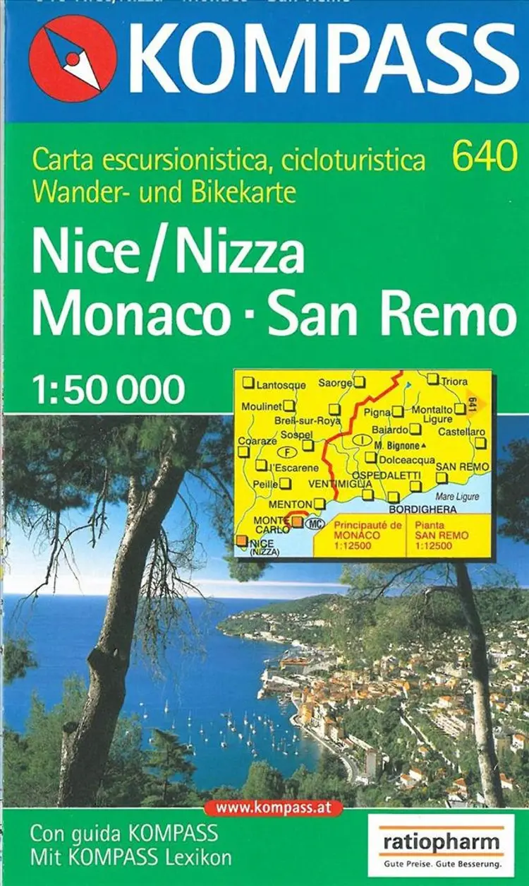 Nice/Nizza Monaco San Remo, Kompass Wander- und Bikekarte
