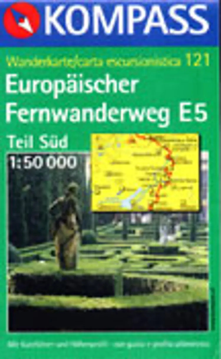 Europäischer Fernwanderweg E5 Teil Süd, Kompass Wanderkarte 121