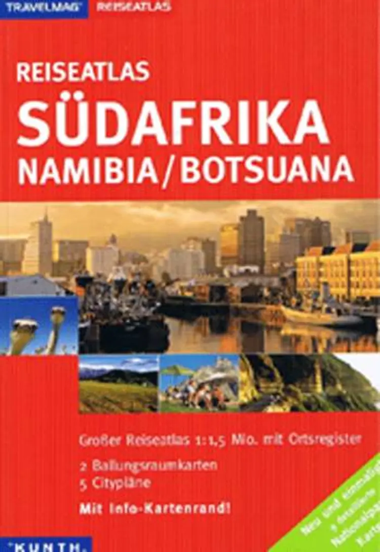 Südafrika, Namibia, Botsuana, Travelmag Reiseatlas 1:1,5 mill. af Kunth