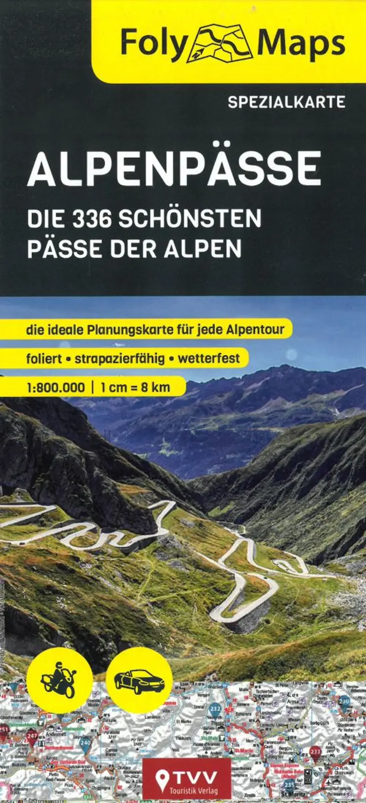 Alpenpässe spezialkarte: Die 336 Schönsten Pässe der Alpen af Foly Maps