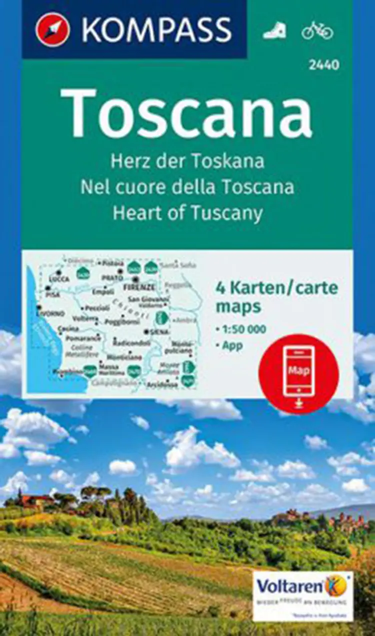 Toscana: Heart of Tuscany, Kompass Hiking & Cycling map 2440 af Kompass