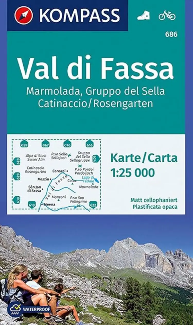 Val di Fassa: Marmolada, Gruppo di Sella Catinaccio Rosengarten af Mair-Dumont/Kompass