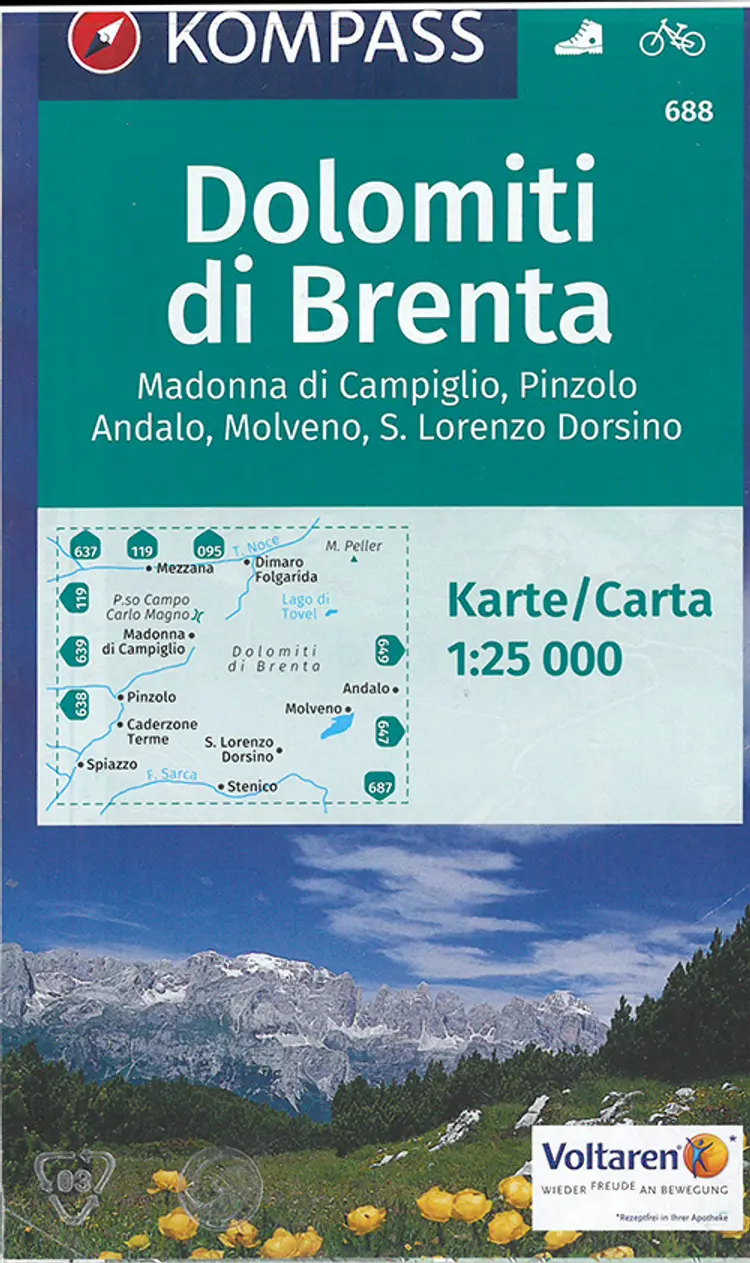 Dolomiti di Brenta: Madonna di Campiglio, Pinzolo, Andalo, Molveno, S. Lorenzo Dorsino af Mair-Dumont/Kompass