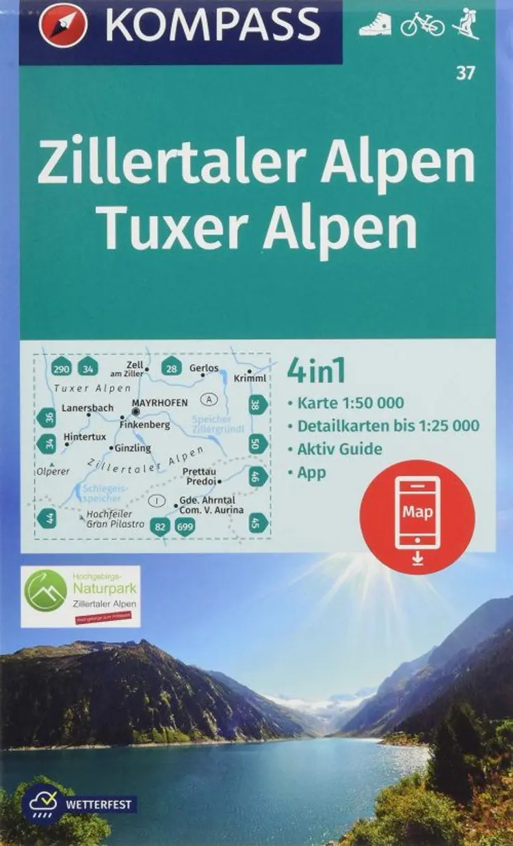 Zillertaler Alpen, Tuxer Alpen af Mair-Dumont/Kompass