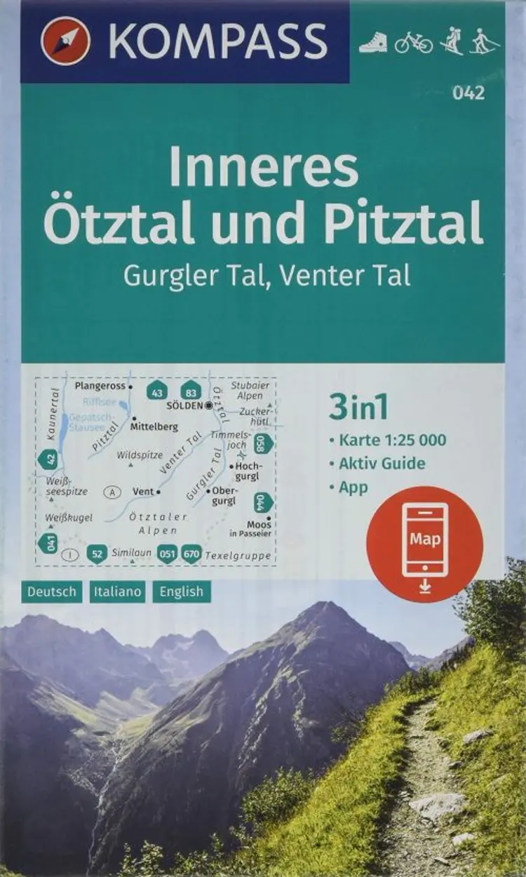 Inneres Ötztal und Pitztal, Gurgler Tal, Venter Tal af Mair-Dumont/Kompass