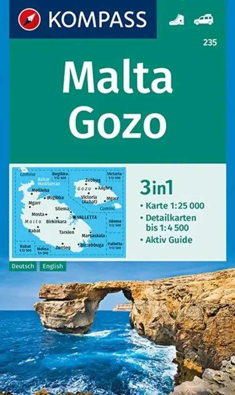 Malta Gozo, Kompass Wanderkarte 235 af Mair-Dumont/Kompass