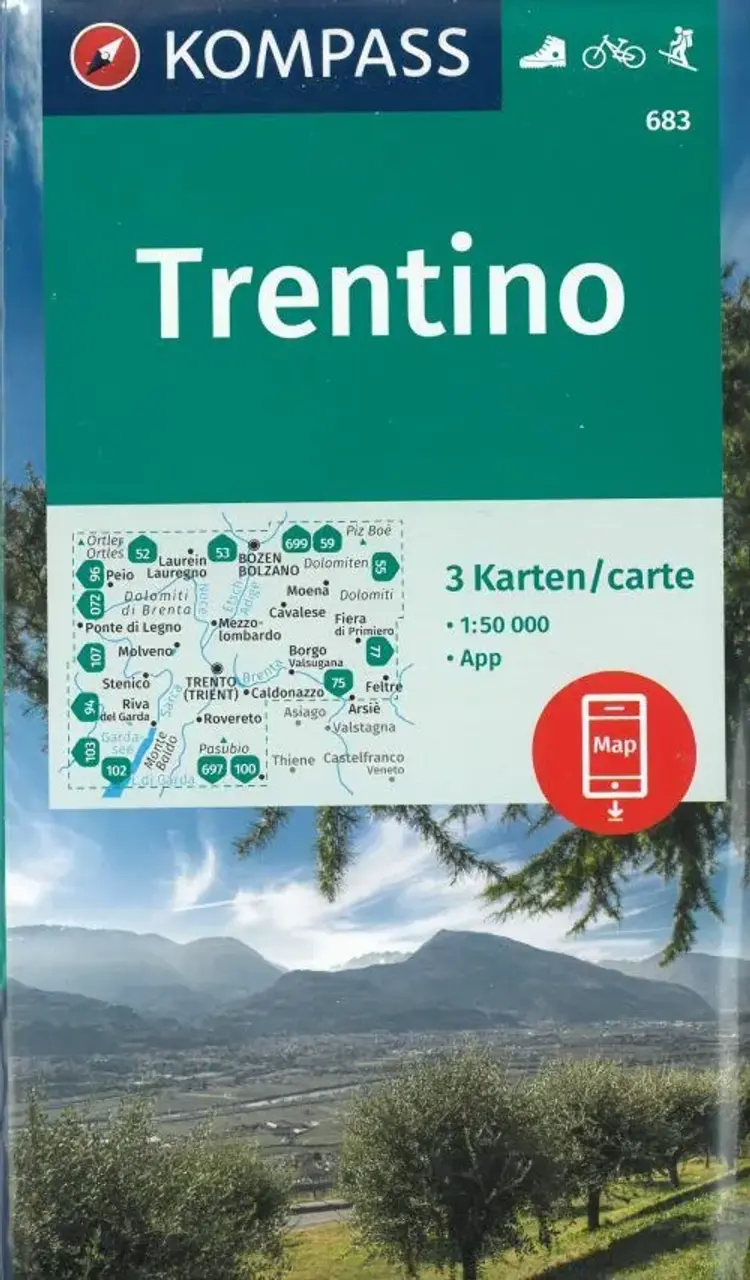 Trentino, Kompass Wandern, Rad & Skitouren 683 af Kompass
