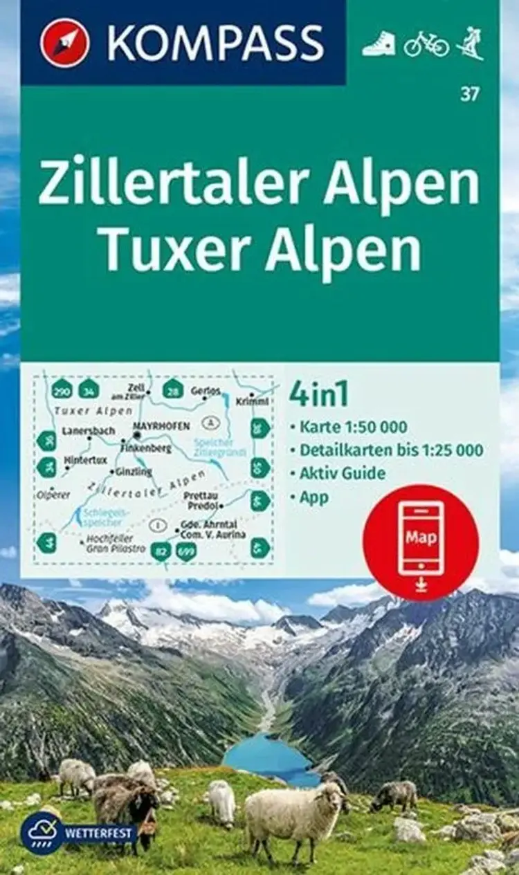 Zillertaler Alpen, Tuxer Alpen af Mair-Dumont/Kompass