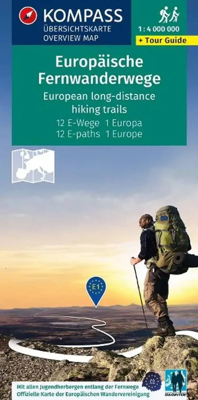 Europäische Fernwanderwege - European Long-distance hiking trails, Kompass Overview Maps + Tour Guide af Mair-Dumont/Kompass