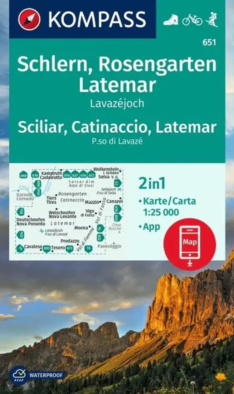 Schlern, Rosengarten, Latemar, Lavazejoch / Sciliar, Catinaccio, Latemar, Passo di Lavaze af Mair-Dumont/Kompass