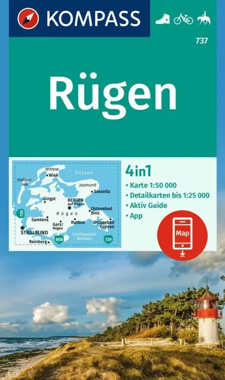 Kompass Wandern und Radkarte 737 Rügen af Mair-Dumont/Kompass