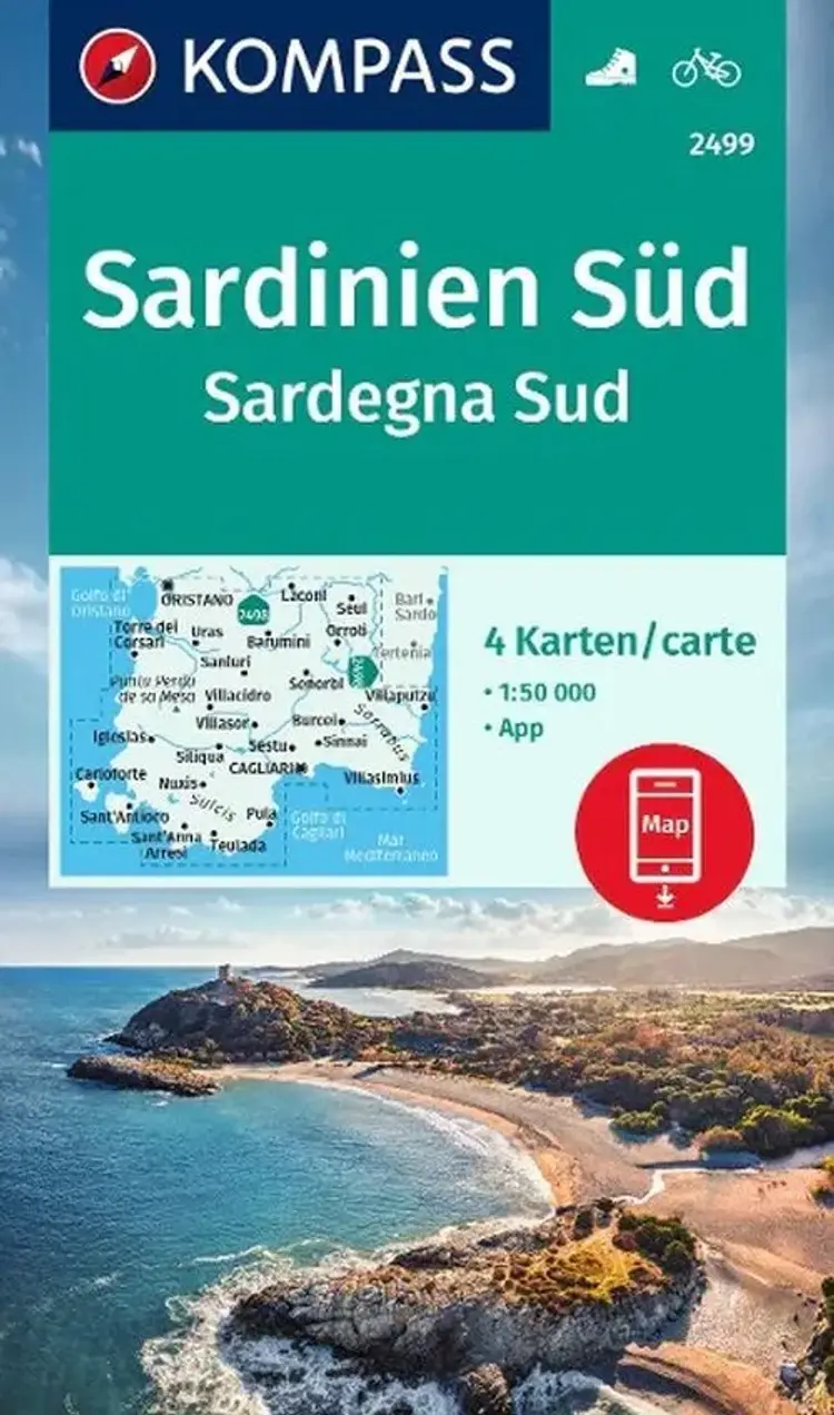 Sardinien Süd, Kompass Bike / Wanderkarte 2499 af Mair-Dumont/Kompass