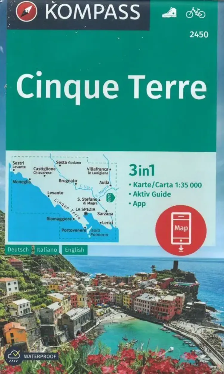 Cinque Terre, KOMPASS Wanderkarte 2450 af Mair-Dumont/Kompass