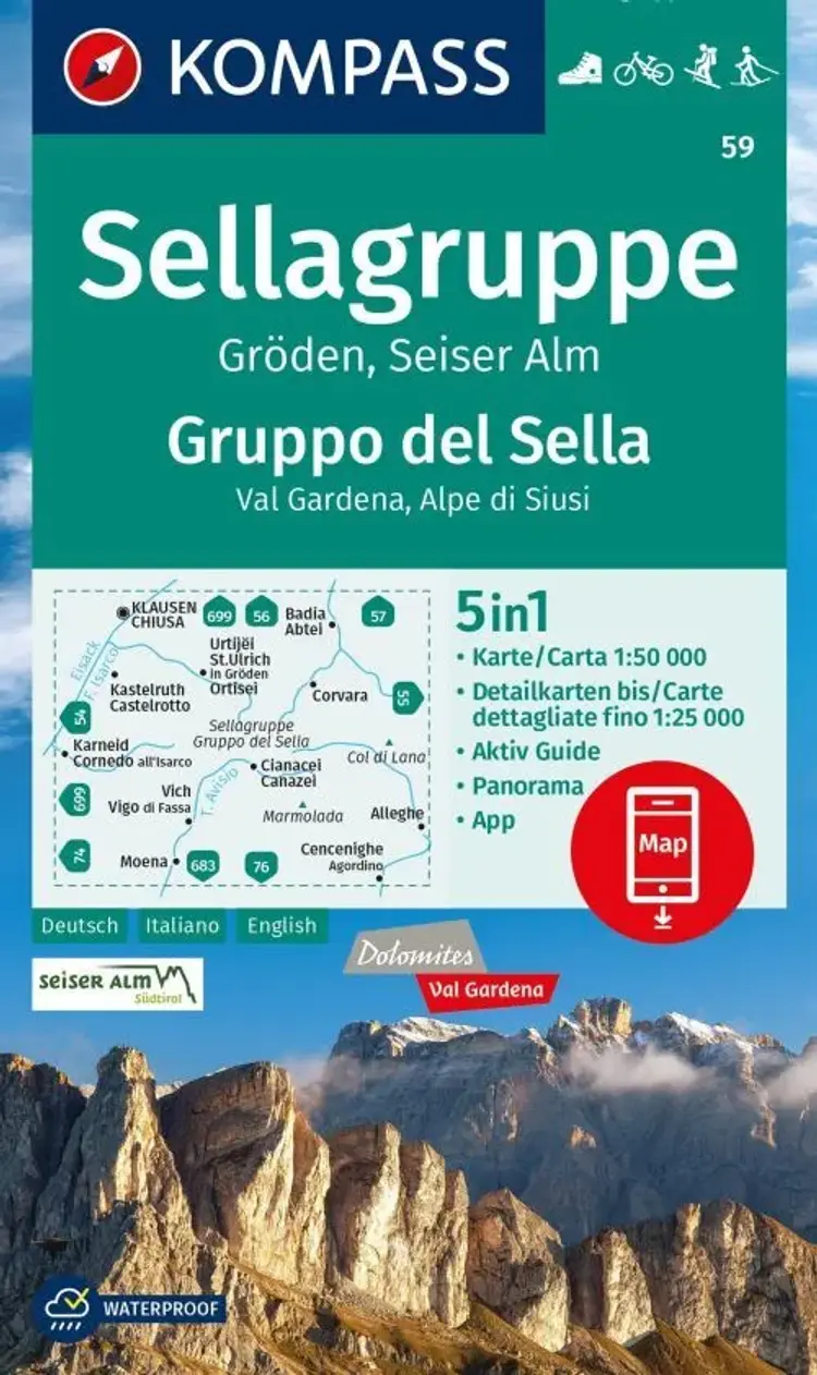 Sellagruppe - Gruppo di Sella: Val Gardena, Alpe di Siusi af Mair-Dumont/Kompass