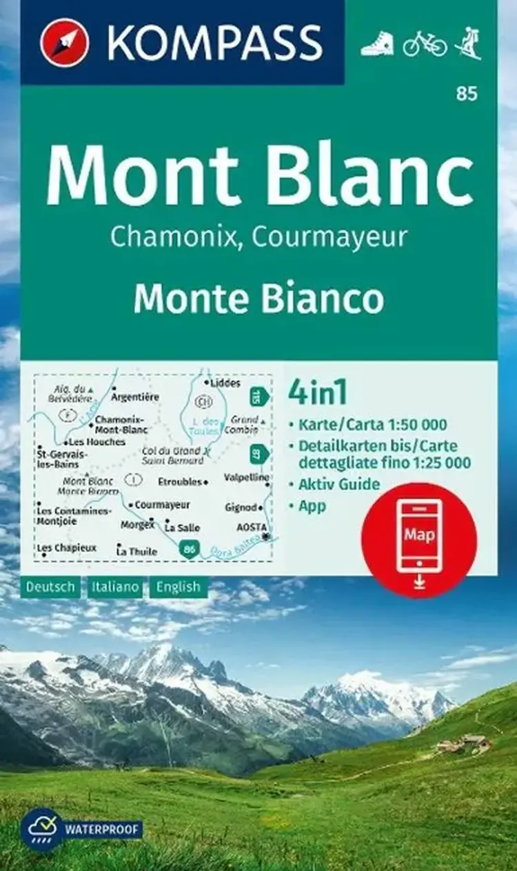 Mont Blanc - Monte Bianco: Chamonix - Courmayeur af Mair-Dumont/Kompass