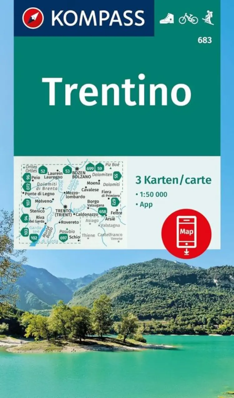 Trentino, Kompass Wandern, Rad & Skitouren 683 af Mair-Dumont/Kompass