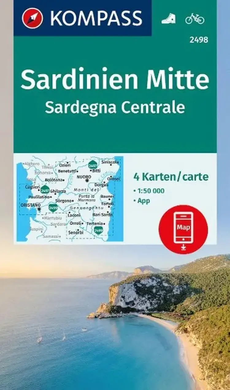 Sardinien Mitte, Kompass Bike & Wanderkarte 2498 af Mair-Dumont/Kompass