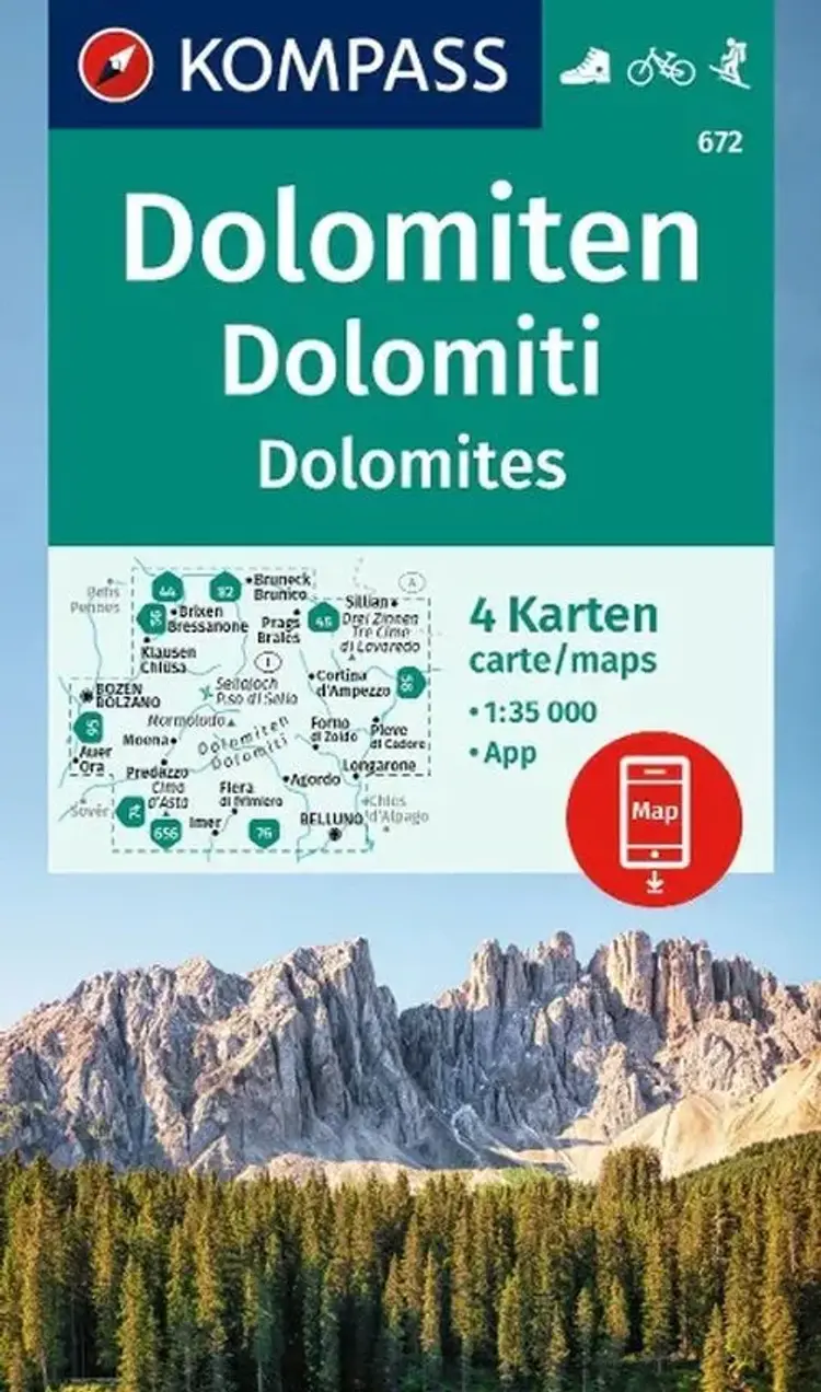 Dolomiten - Dolomites, Kompass Wandern, Rad & Skitouren 672 - Mair-Dumont/Kompass af Mair-Dumont/Kompass