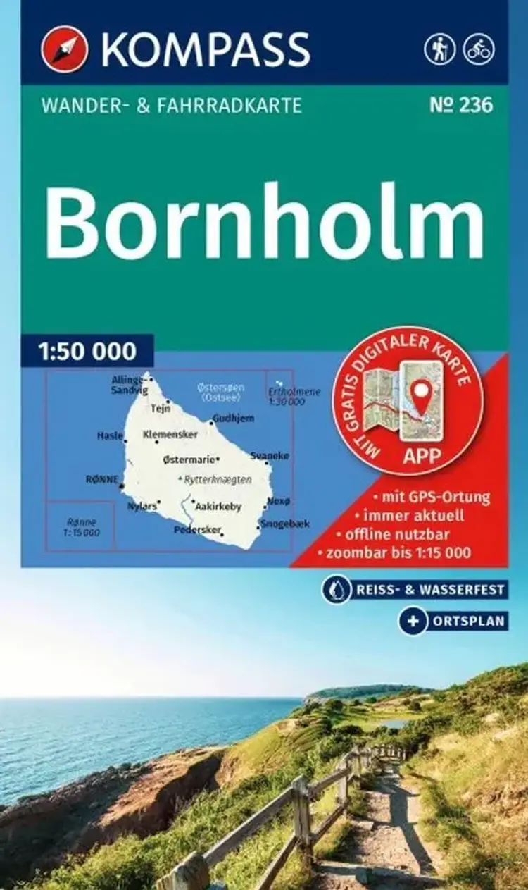 Bornholm, Kompass Wander- und Radkarte af Mair-Dumont/Kompass