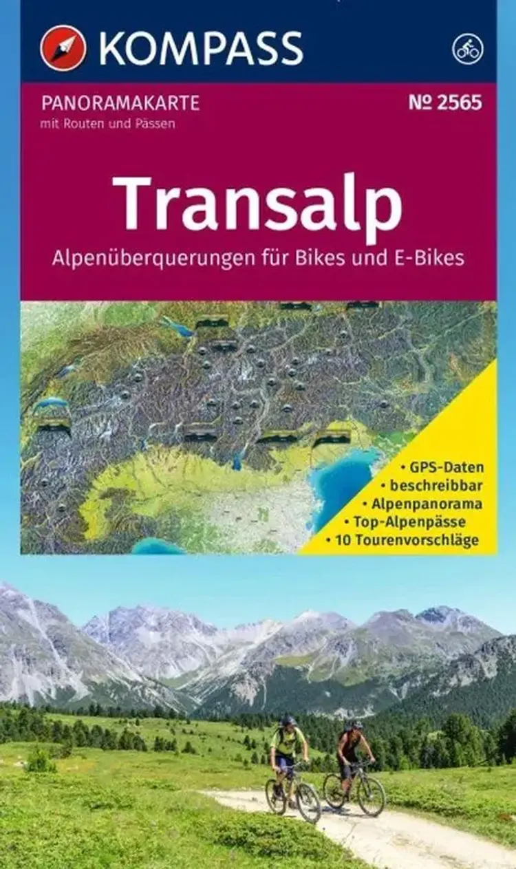Transalp Panoramakarte, Kompass Radfernwegekarte 2565 af Mair-Dumont/Kompass