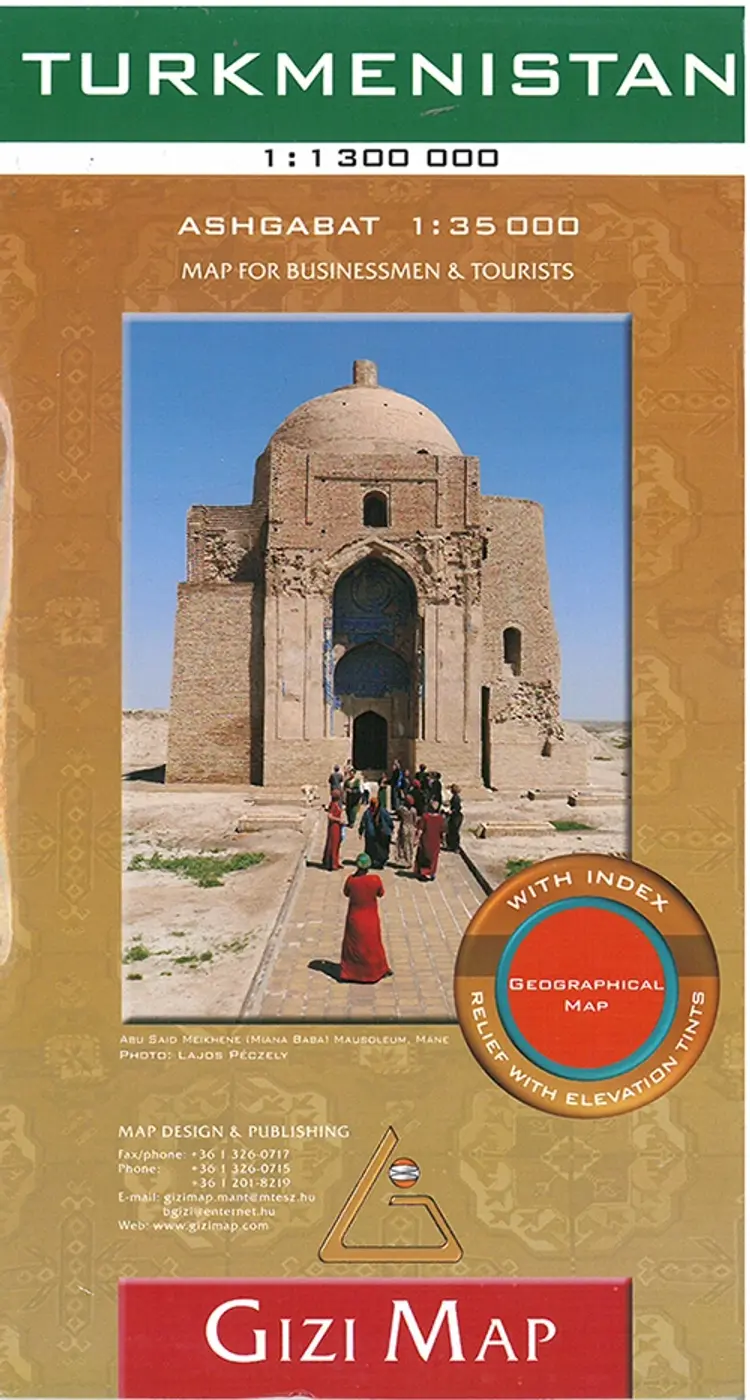 Turkmenistan Geographical map for Businessmen & Tourists af Gizi Map