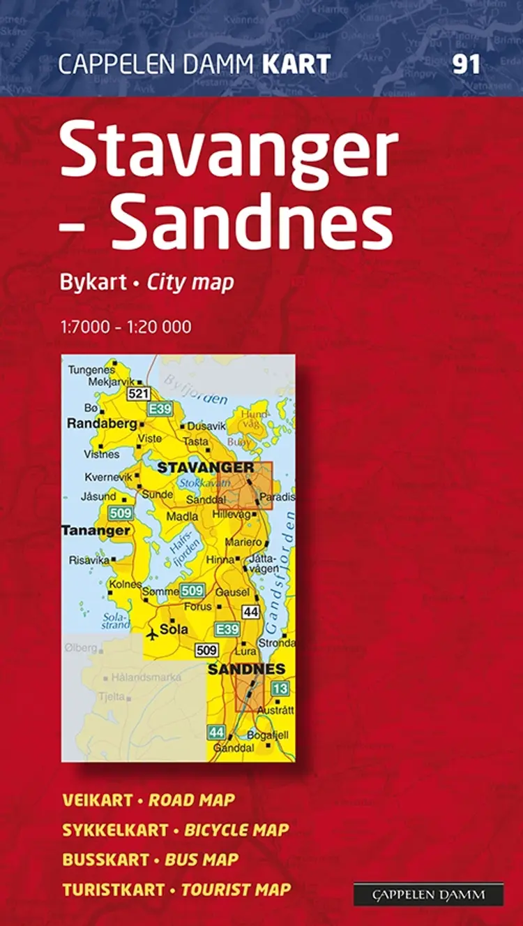 Stavanger - Sandnes bykart af Cappelen Damm