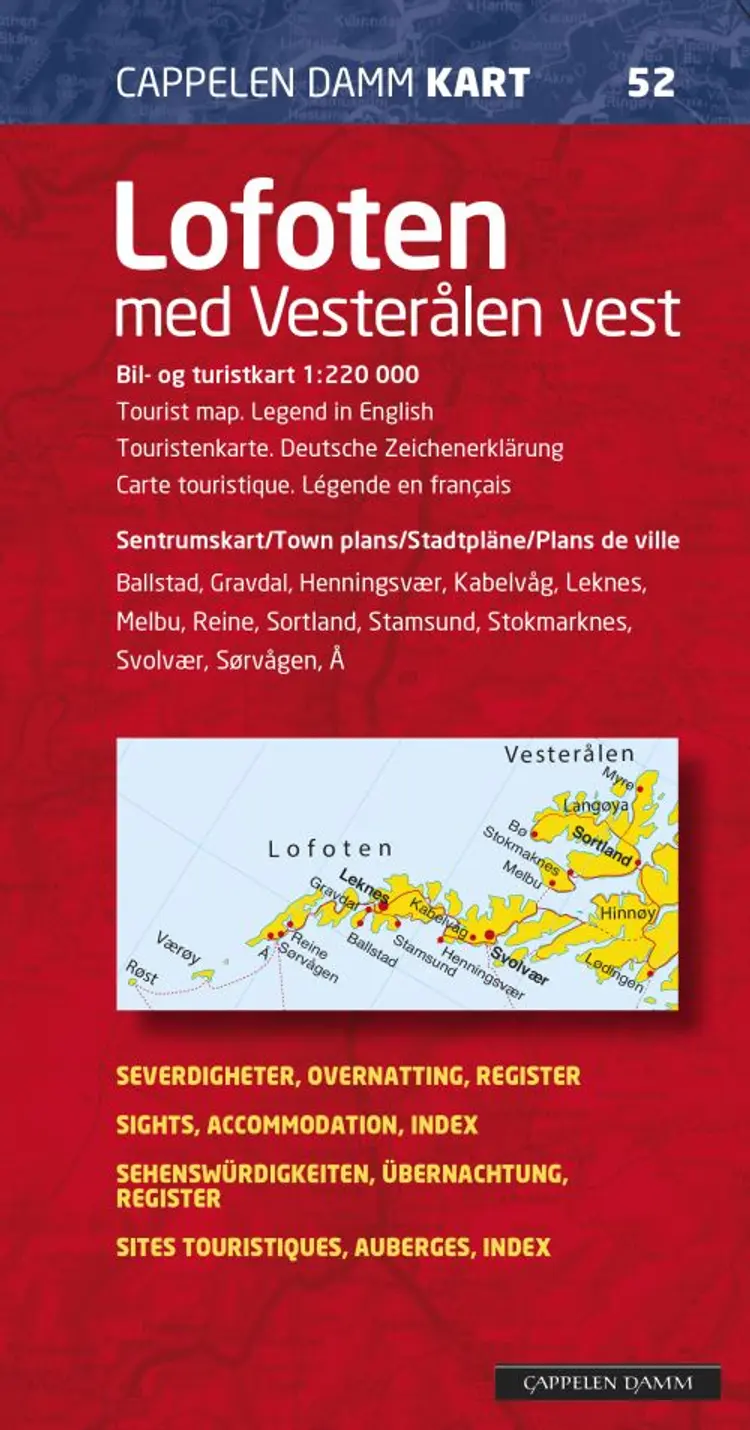 Lofoten med Vesterålen vest : bil- og turistkart = tourist map = Touristenkarte = carte touristique af Cappelen Damm