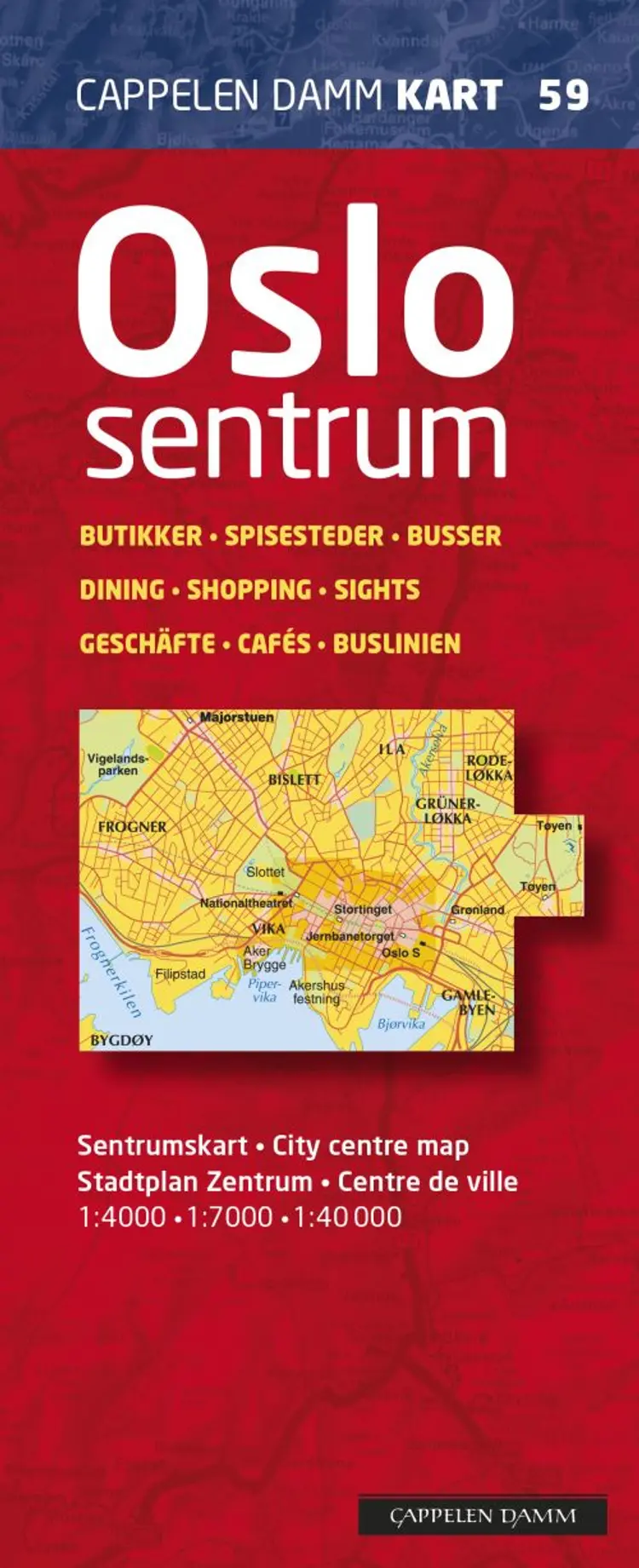 Oslo sentrum : sentrumskart = city centre map = Stadtplan Zentrum = centre de ville af Cappelen Damm
