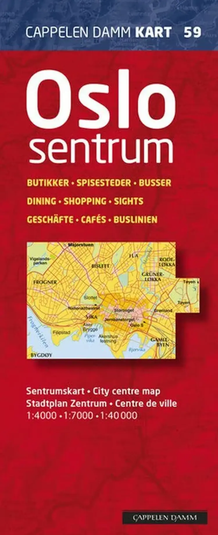 Oslo sentrum : bykart = city centre map = Stadtplan Zentrum = centre de ville af Cappelen Damm
