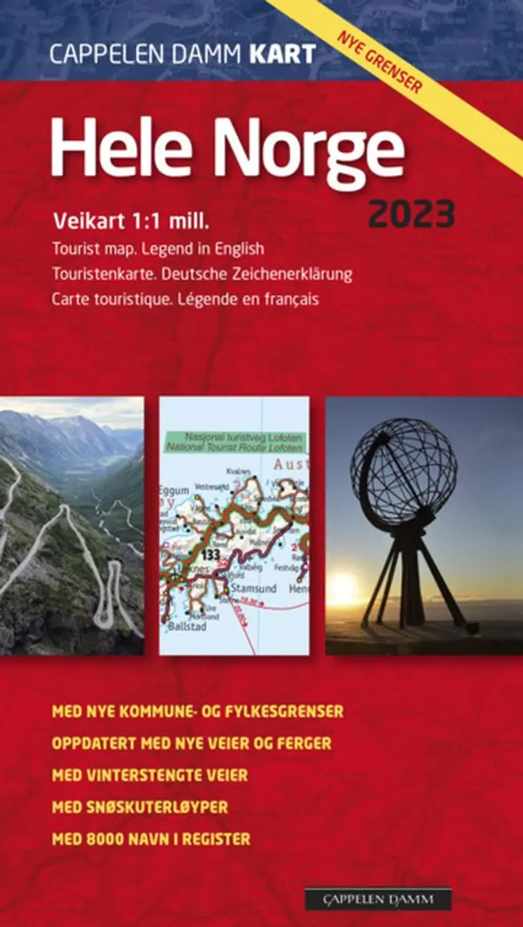 Hele Norge 2023 : veikart = tourist map = Touristenkarte = carte touristique af Cappelen Damm