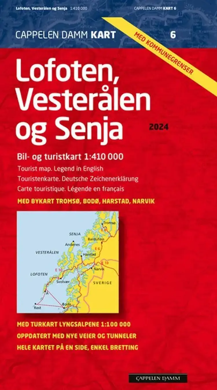 Lofoten, Vesterålen og Senja : bil- og turistkart = tourist map = Touristenkarte = carte touristique af Cappelen Damm