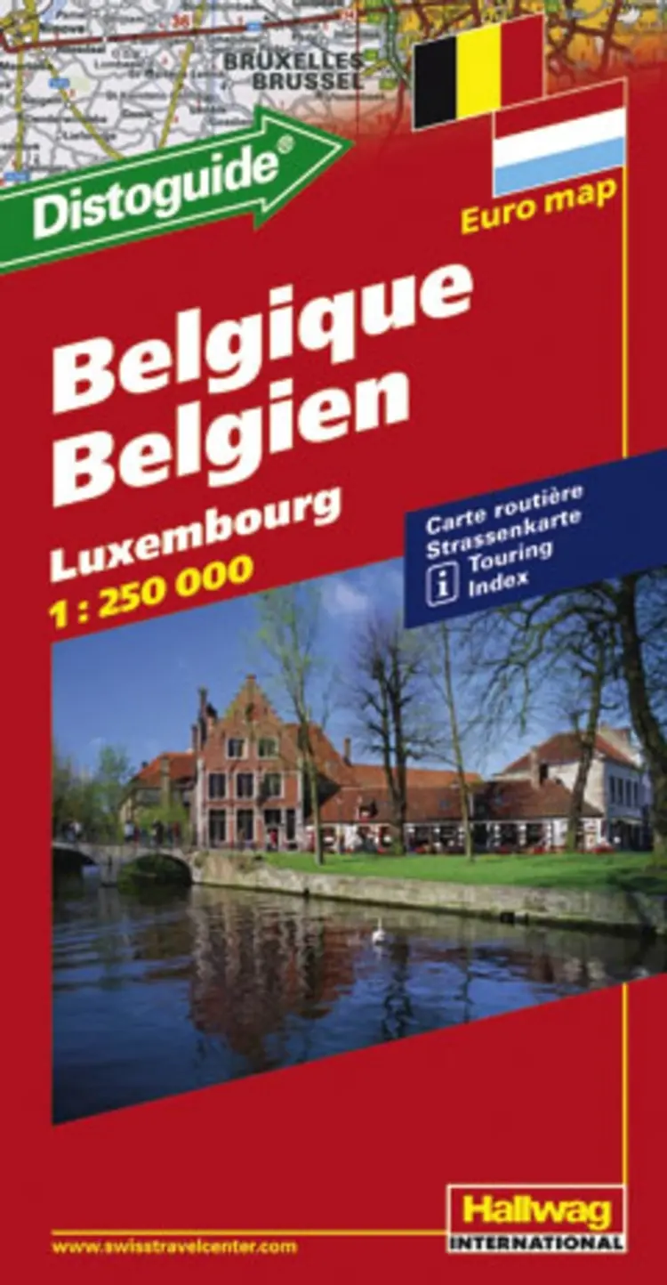 Hallwag, vejkort, Belgien/Luxembourg (m/ distoguide)