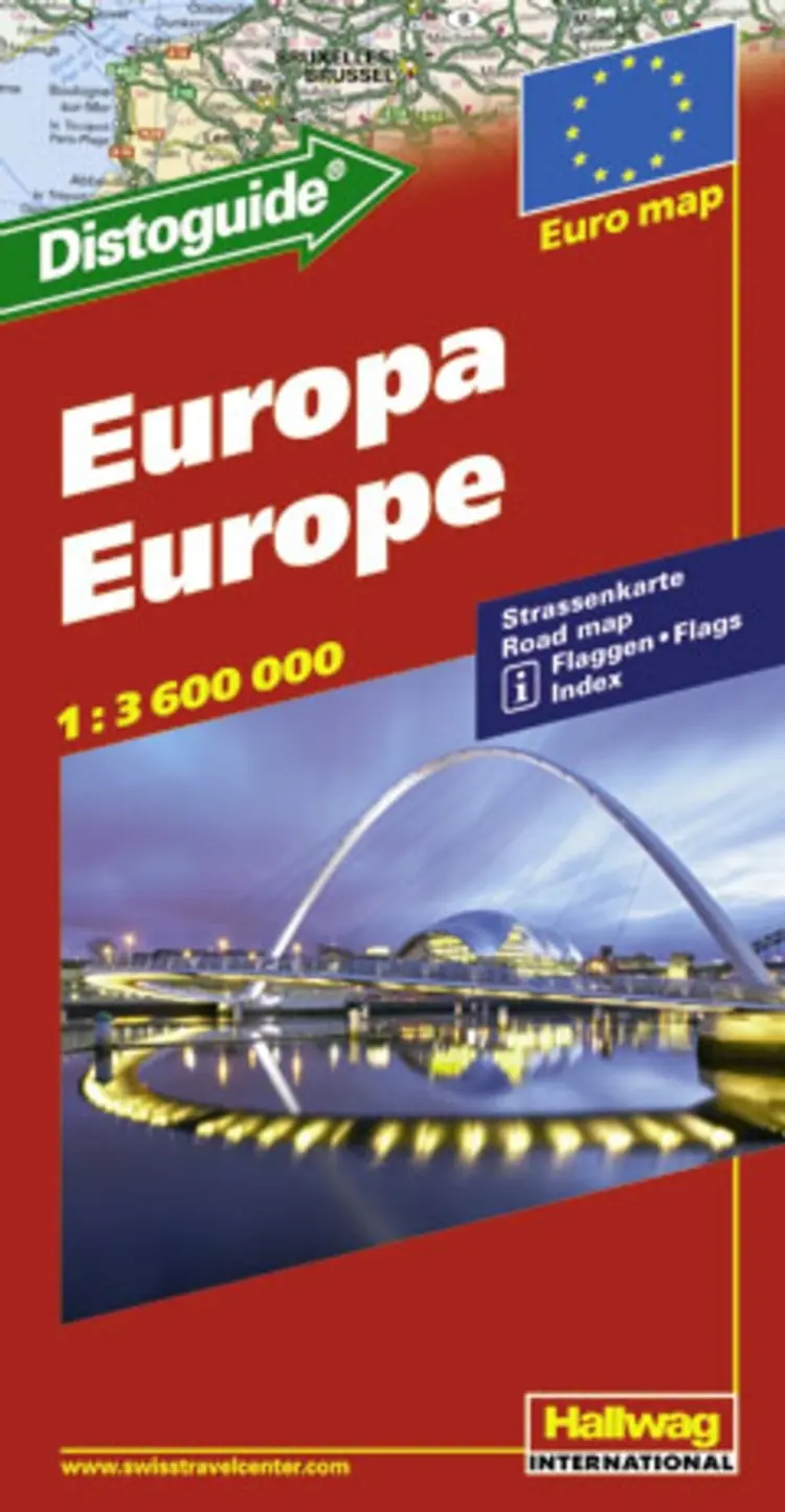 Hallwag, vejkort, Europa (m/ distoguide)