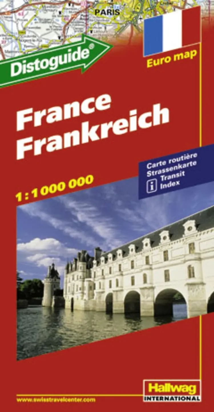 Hallwag, vejkort, Frankrig (m/ distoguide)