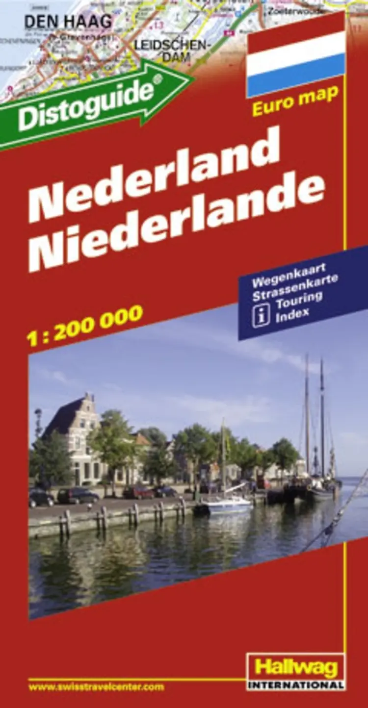 Hallwag, vejkort, Holland (m/ distoguide)