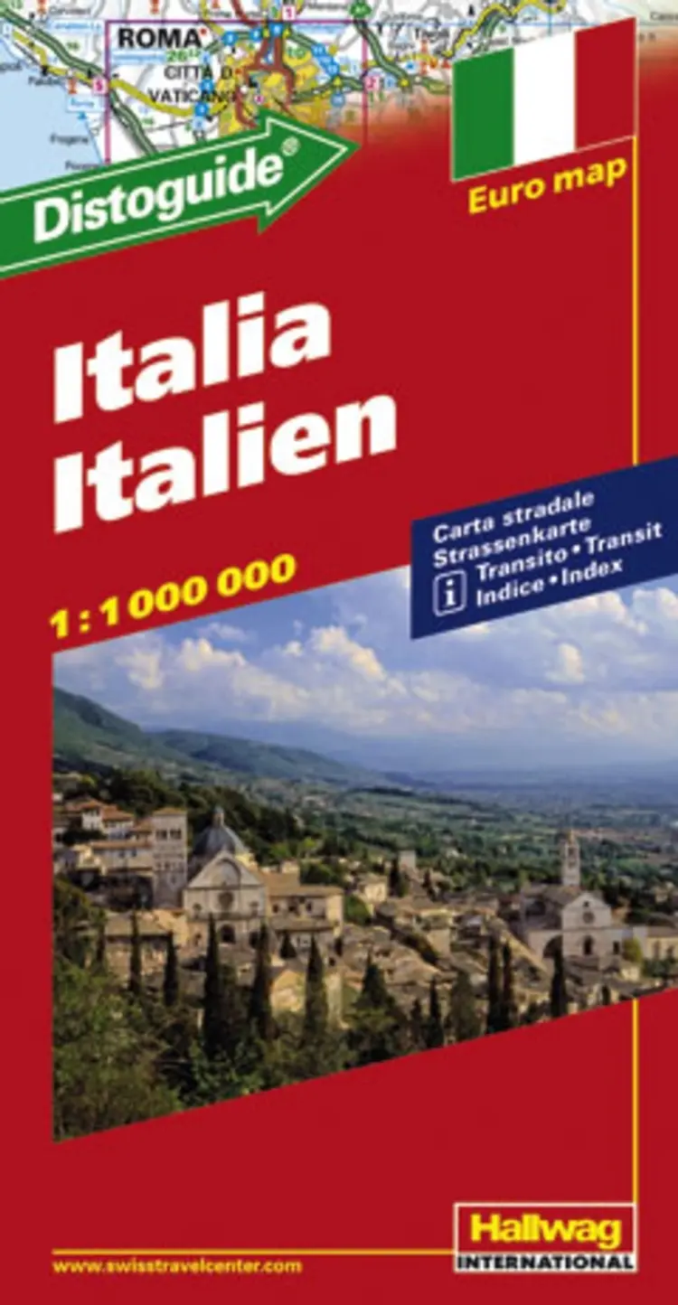 Hallwag, vejkort, Italien (m/ distoguide)