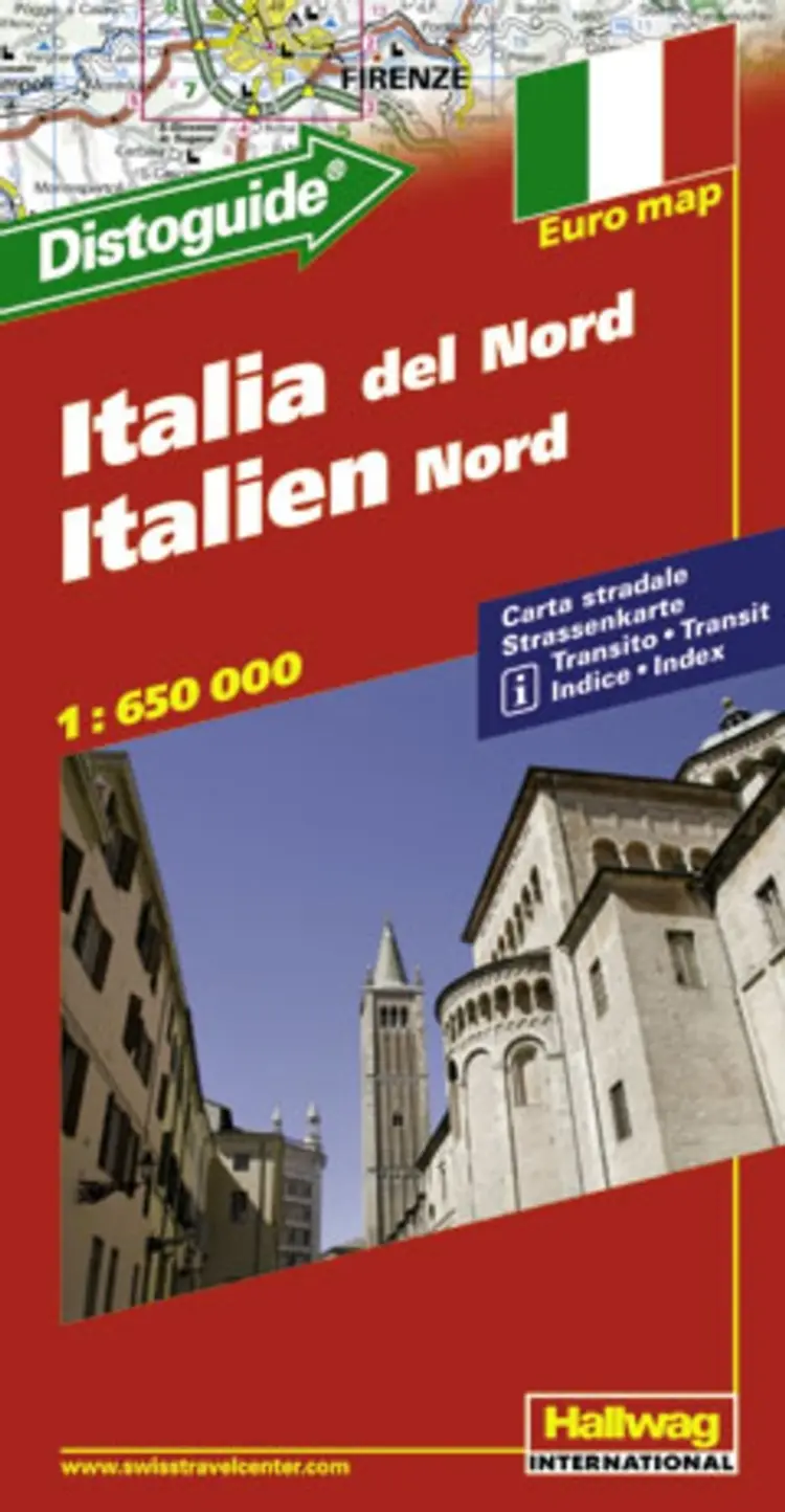 Hallwag, vejkort, Italien Nord (m/ distoguide)