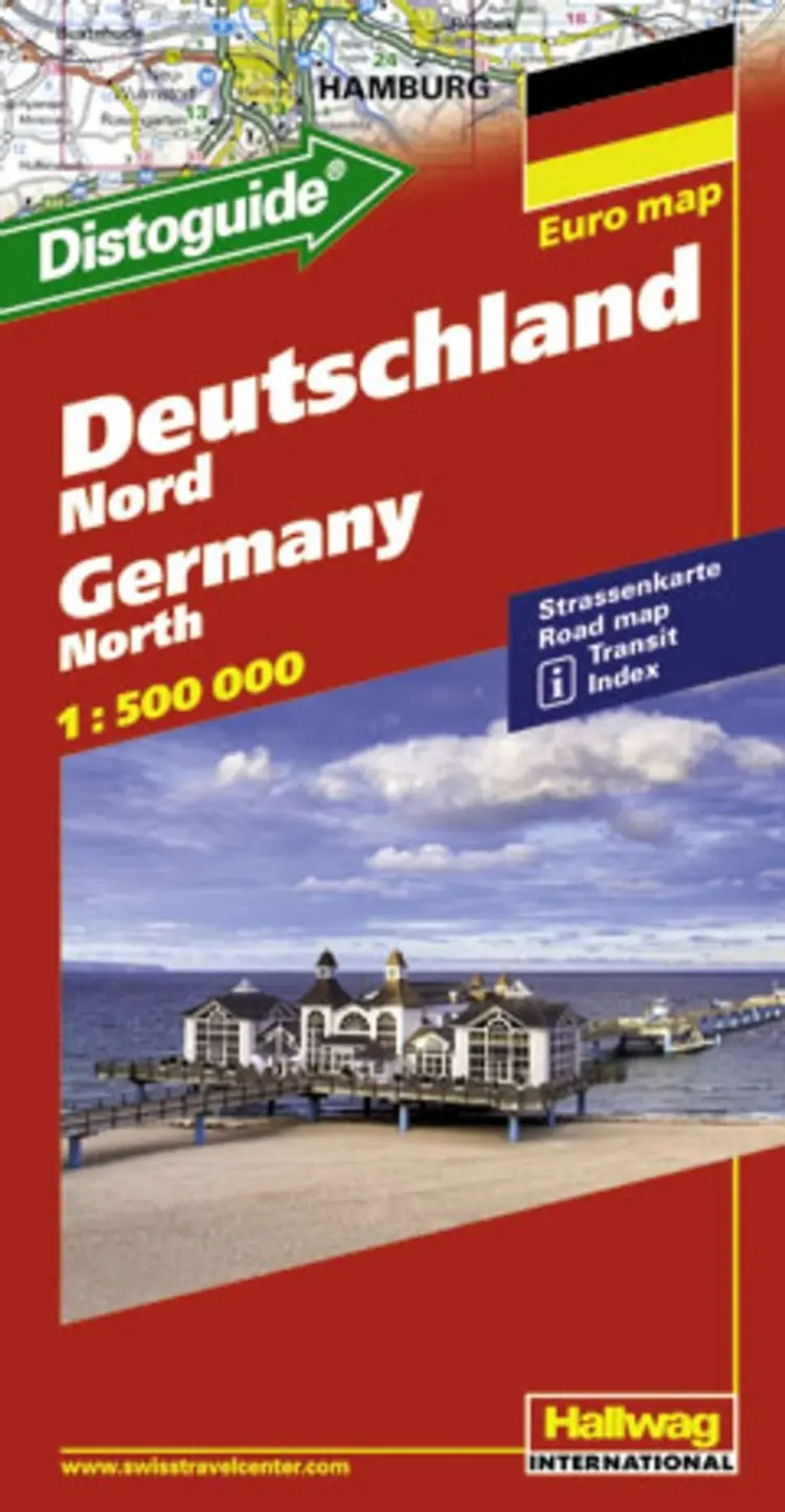 Hallwag, vejkort, Tyskland Nord (m/ distoguide)