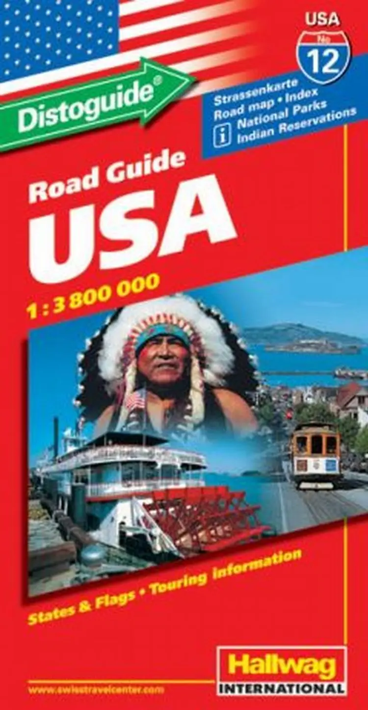 Hallwag, vejkort USA nr. 12: USA m/ distoguide