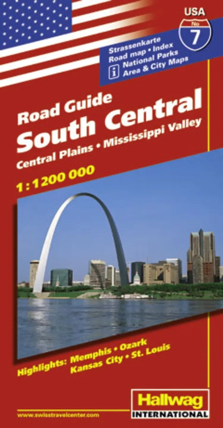 Hallwag, vejkort USA nr. 07: South Central/Central Plains/Mississippi Valley