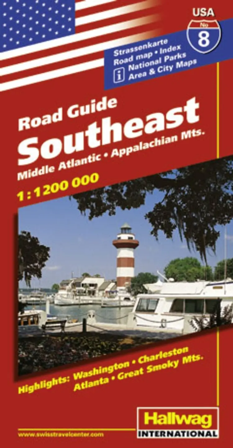 Hallwag, vejkort USA nr. 08: Southeast/Middle Atlantic/Appalachian Mts.